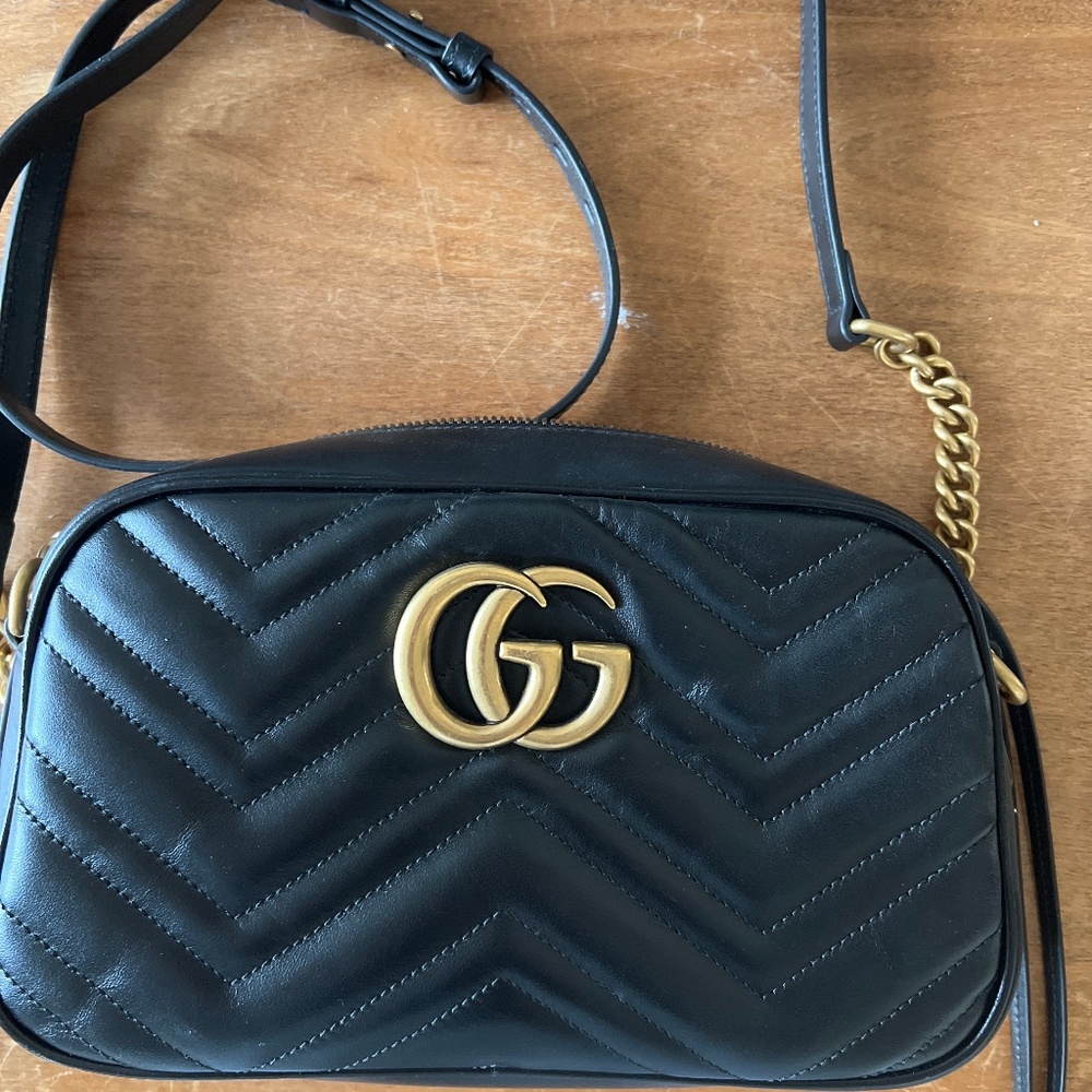 Gucci black GG Marmont camera bag  purse shoulder bag crossbody